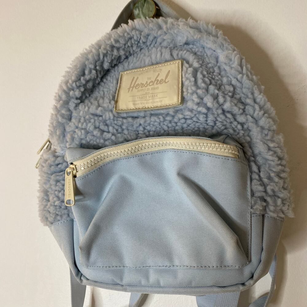 HERSCHEL SUPPLY Nordstrom Pop-In Baby Blue Sherpa Mini Backpack - Picture 2 of 12